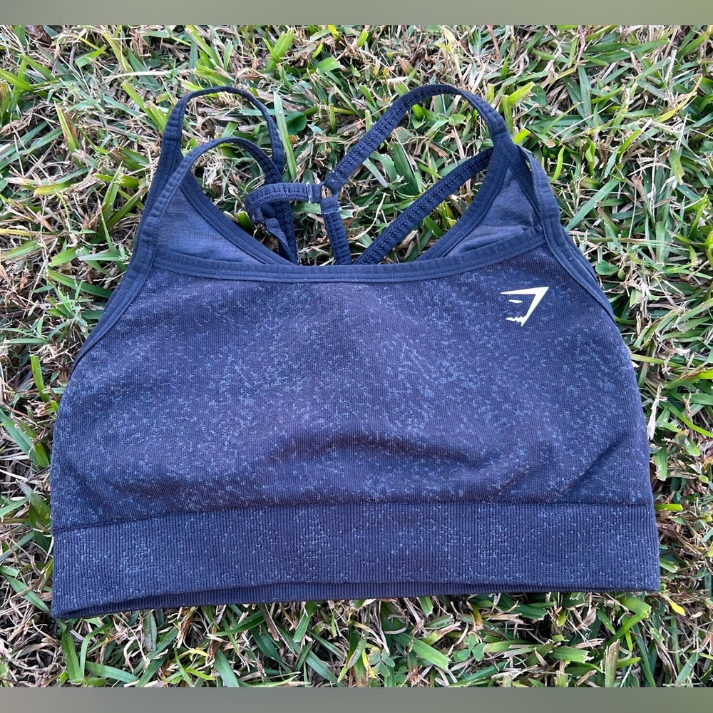 Gymshark Woman’s Black Speckled Stretchy Workout Sports Bra Size XS-Small